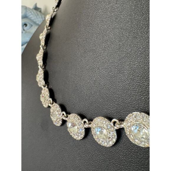 Silver toned and rhinestones necklace 16” & 3” ext - Picture 4 of 15